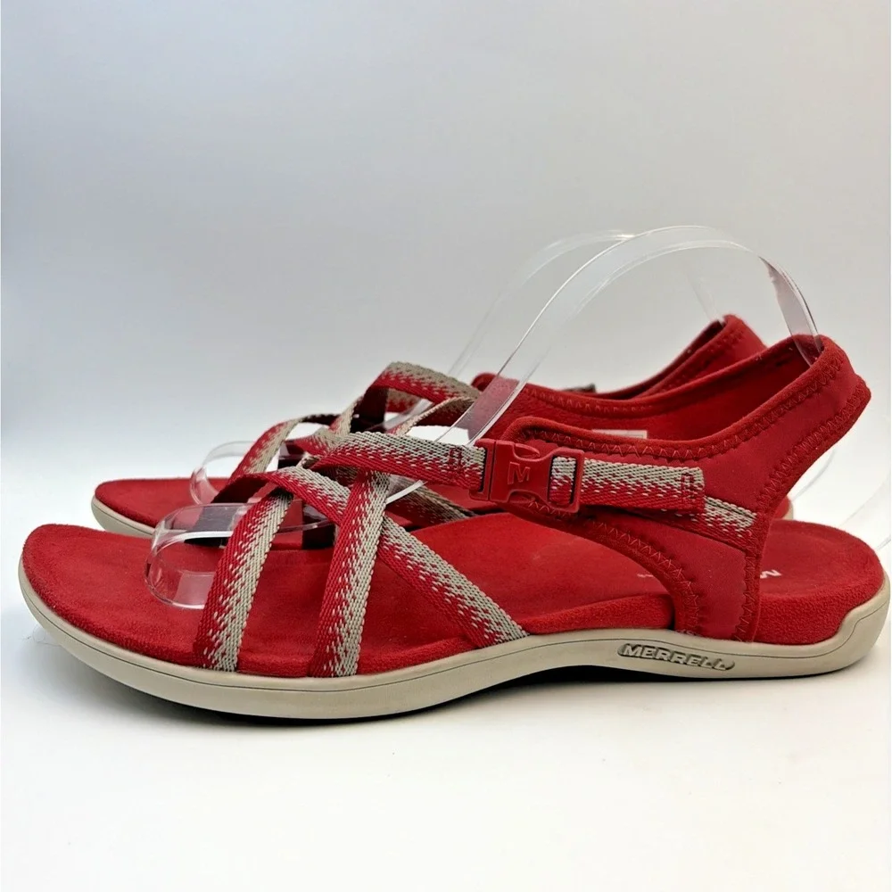Merrell Red Chili District Muri Lattice Strap Sandals Outdoors Comfort Womens 11
